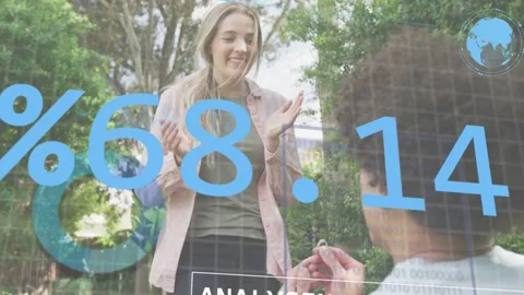 Man kneeling proposing, offering ring in yard, making AR overlay analysing data, Stock Footage 333336851