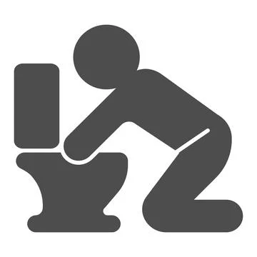 Man on knees in toilet solid icon, officesyndrome concept, toilet and man vector Illustrazione stock