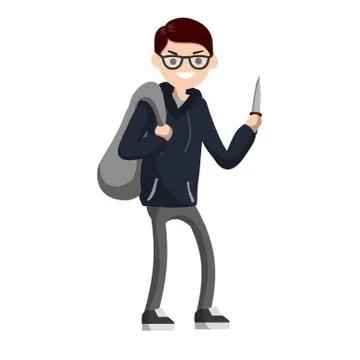 Man with knife extorting money. Problem of urban security Stock Illustration