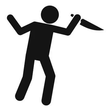 Man knife violence icon, simple style Stock Illustration