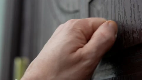 Man Knocks on Door, Cinematic Close-up Stock Footage 168261950