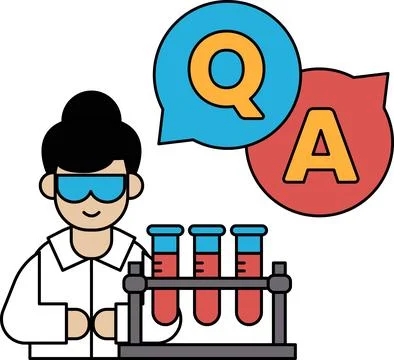 A man in a lab coat is holding a beaker and a test tube Stock Illustration
