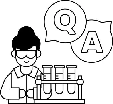 A man in a lab coat is holding a beaker and a test tube Illustrazione stock