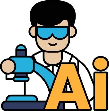 A man in a lab coat is holding a microscope and smiling 库存插图