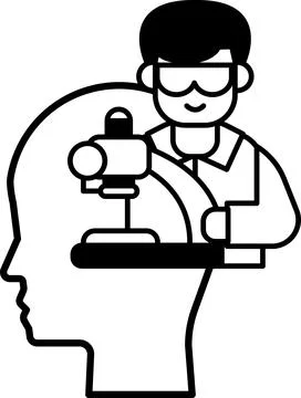 Man in a lab coat is holding a microscope and smiling Stock Illustration