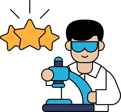 A man in a lab coat is holding a remote control and smiling 库存插图