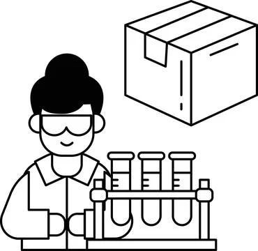 A man in a lab coat is holding three test tubes 스톡 일러스트