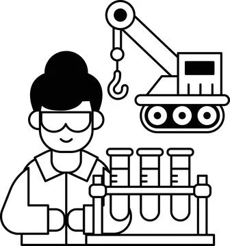 A man in a lab coat is holding three test tubes Stock Illustration