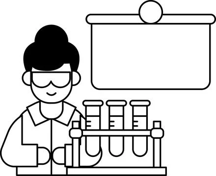A man in a lab coat is holding three test tubes イラスト素材
