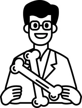A man in a lab coat holding two bones Stock Illustration