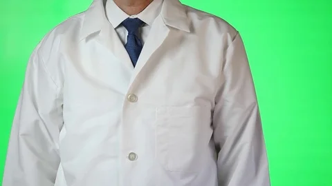 Man in Lab Coat with Tie  Green Screen Stock Footage 80730121