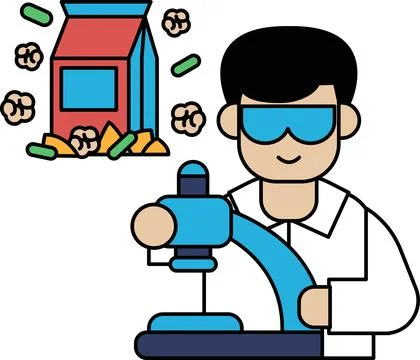 A man in a lab coat is working on a machine 库存插图