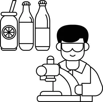 A man in a lab coat is working on a machine Stock Illustration