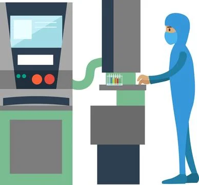 Man laboratory worker conducting analysis and research vector icon isolated on Stock Illustration