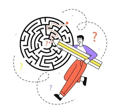 Man with labyrinth vector simple Stock Illustration