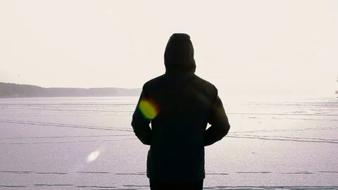 Man On Lake Stock Footage 70014943