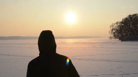 Man On Lake Stock Footage 70015492