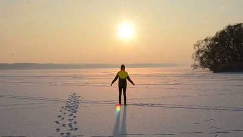 Man On Lake Stock Footage 70017509