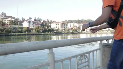 Man by the lake 스톡 동영상 154231660