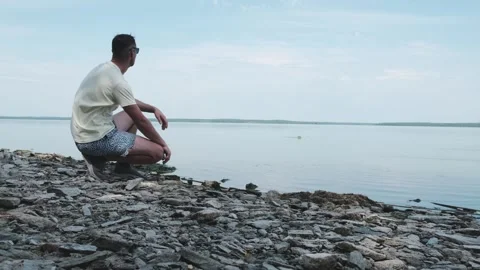 The man on the lake Stock Footage 246739934