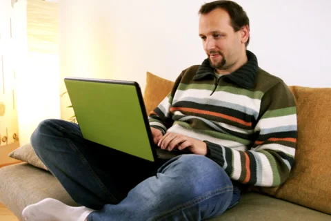 Man with laptop Stock Footage 912589
