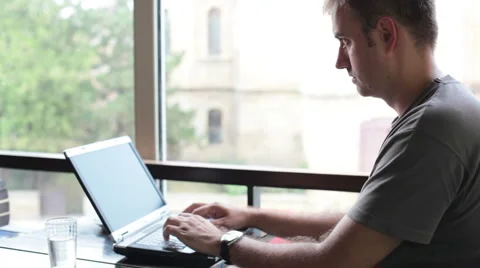 Man with laptop Stock Footage 988552