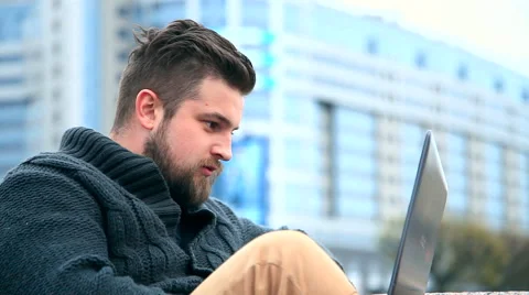 The man with the laptop Stock Footage 50297188