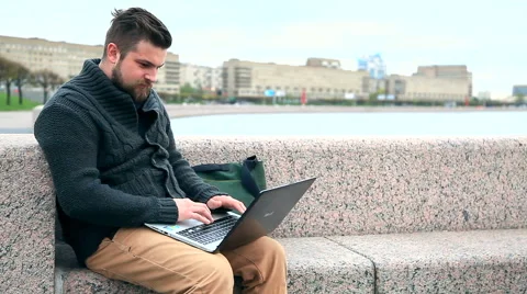 The man with the laptop Stock Footage 50297258