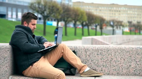 The man with the laptop Stock Footage 50297439