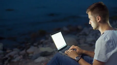 Man with Laptop Video stock 67462468