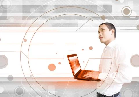 Man With Laptop Stock Illustration