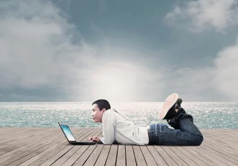 Man With Laptop Stock Illustration