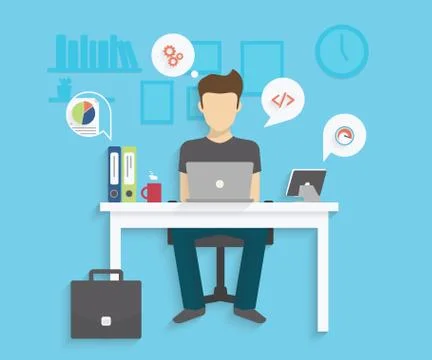 Man with laptop Stock-Illustration