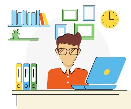 Man with laptop Stock Illustration