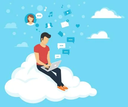 Man with laptop Stock Illustration