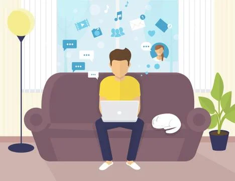 Man with laptop Stock Illustration