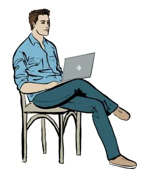 Man with laptop Stock Illustration
