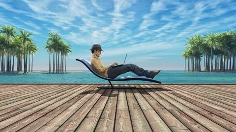 Man with laptop Stock Illustration