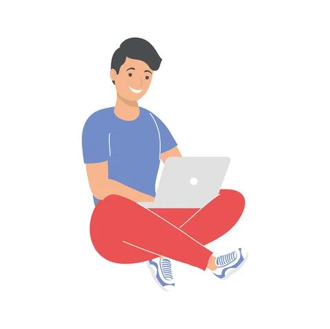 Man with laptop Stock Illustration