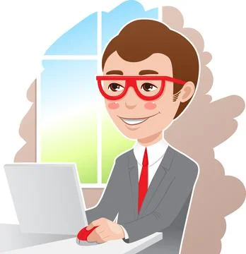 Man at the laptop Stock Illustration