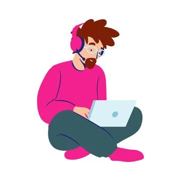 Man with laptop Stock Illustration