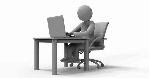 Man with Laptop Remote Work Animation Orbit.602 Stock Footage 127563165