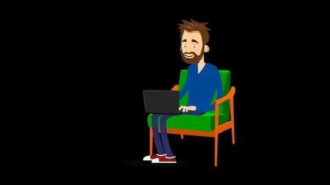 Man with laptop transparent 스톡 동영상 98753366