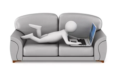 Man with laptop on white background. Isolated 3D illustration Stock Illustration