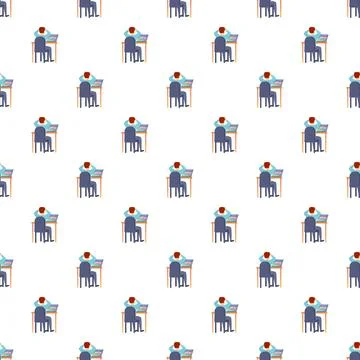 Man at laptop working pattern with stress Stock Illustration