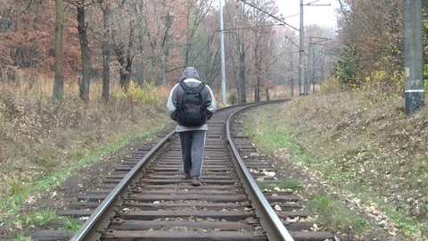 A man with a large backpack Stock Footage 122242638