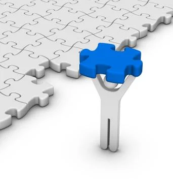 Man with last jigsaw piece 스톡 일러스트