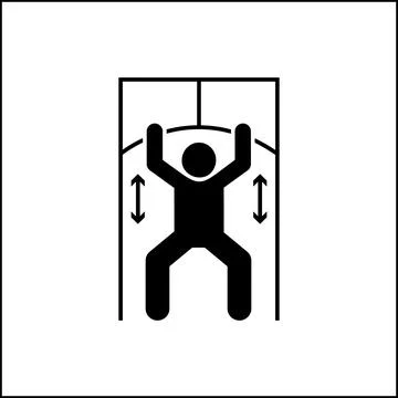 Man lat pulldown gym with arrow pictogram Stock Illustration