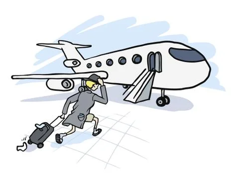 The man is late for the plane Stock Illustration