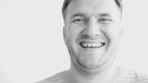 The man is laughing. Close-up of a cheerful man Stock Footage 109150242